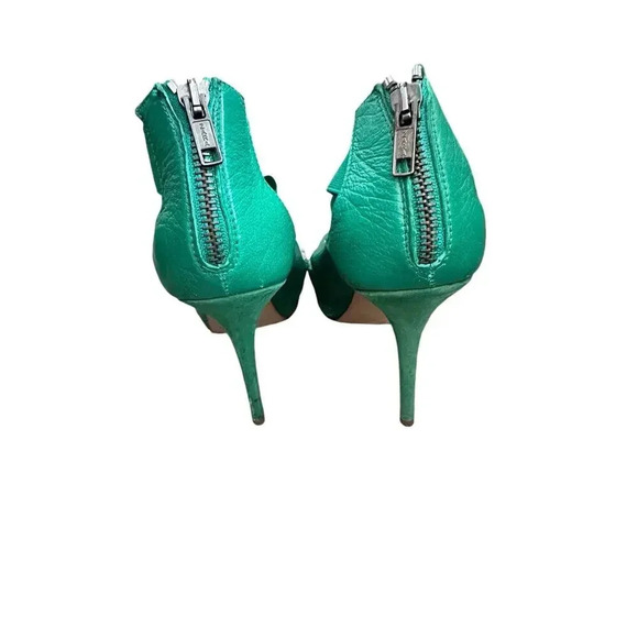 Zara Green Peep Toe Suede Back Zip High Heel Strappy size 40 - Picture 3 of 7